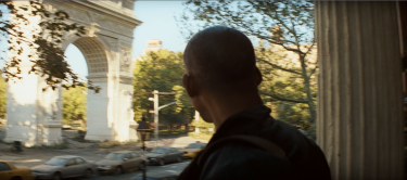 Dr. Neville (Will Smith) leaving his house, across from Washington Square Park (2007)